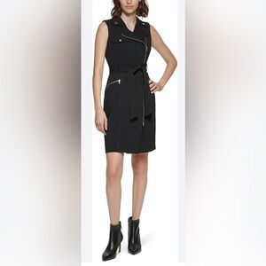 Calvin Klein Exposed Zipper Dress collared shift dress.  Motto